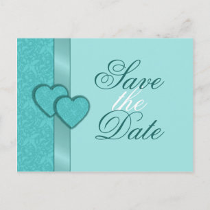 Lacy Damask Hearts Save the Date Postcard