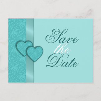 Lacy Damask Hearts Save the Date Postcard