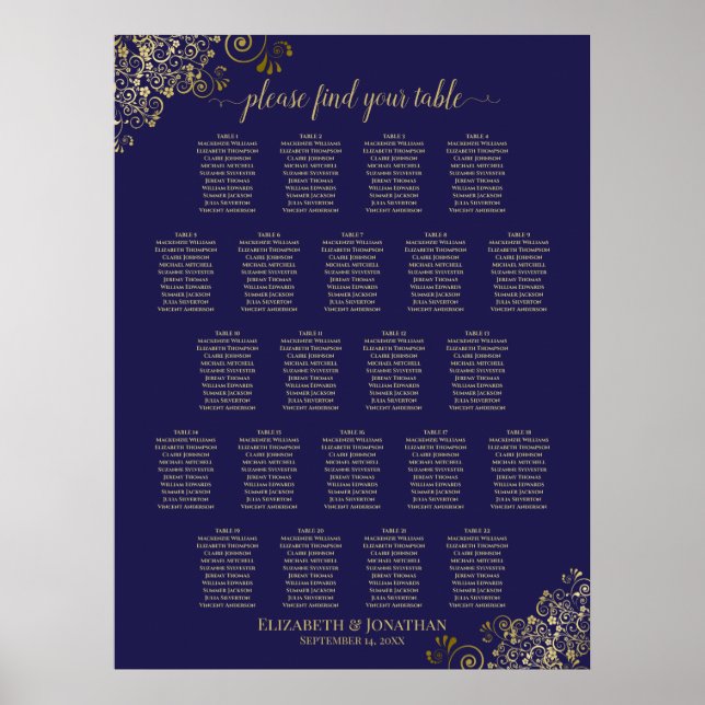 Lacy Gold 22 Tableau Mariage  Siège bleu marine (Devant)