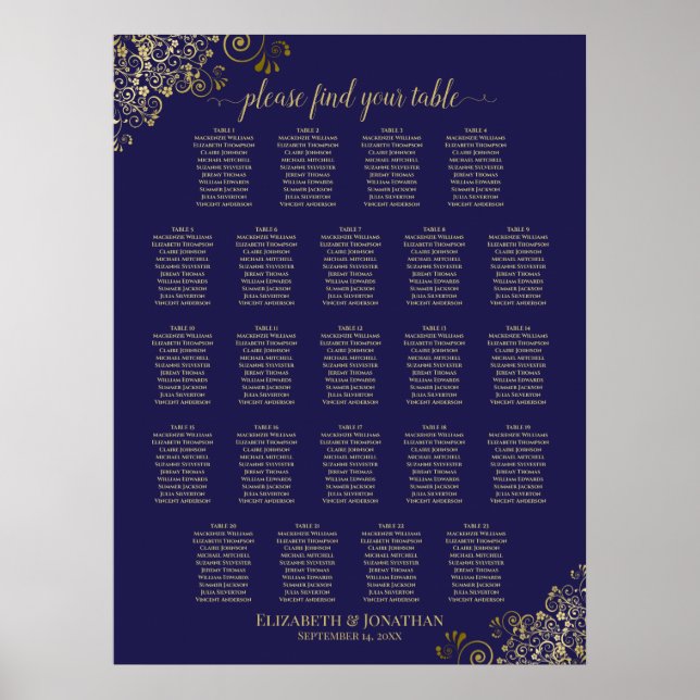 Lacy Gold 23 Tableau Mariage  Siège bleu marine (Devant)