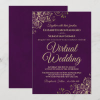 Lacy Gold Frills on Purple Elegant Virtual Wedding