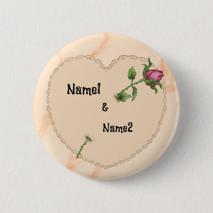 Lacy Heart Rose    2 Inch Round Button