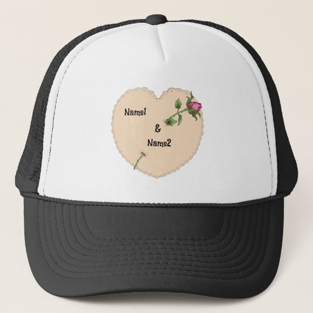 Lacy Heart Rose custom hats, Trucker Hat (Front)