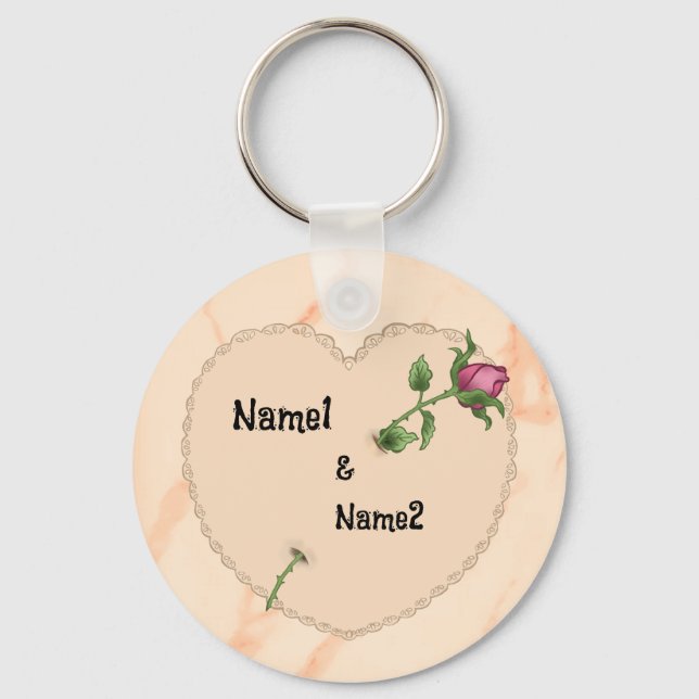 Lacy Heart Rose   Keychain (Front)