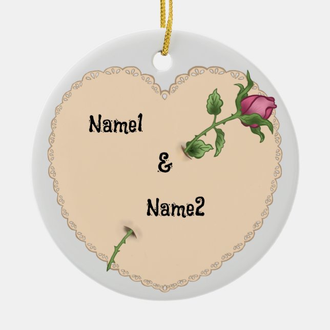 Lacy Heart Rose ornements personnalisés (Devant)