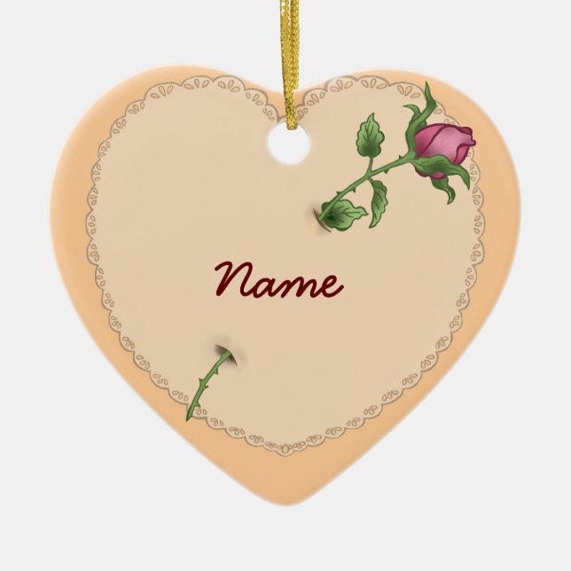 Lacy Heart Rose ornements personnalisés (Devant)