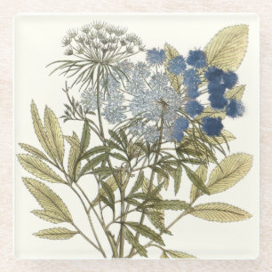 Lacy Leaves - Flowers and Greenery Glass Coaster
