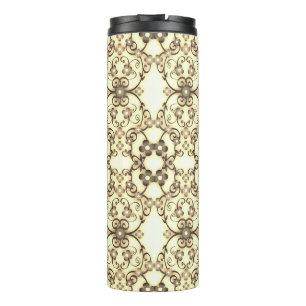 Lacy Look of Flowers Golden Sepia Thermal Tumbler