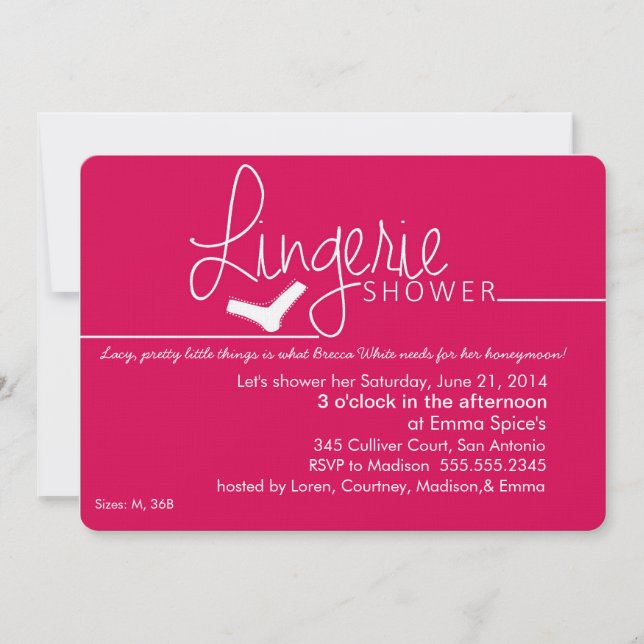 Lacy, petite invitation à la douche Lingerie (Devant)