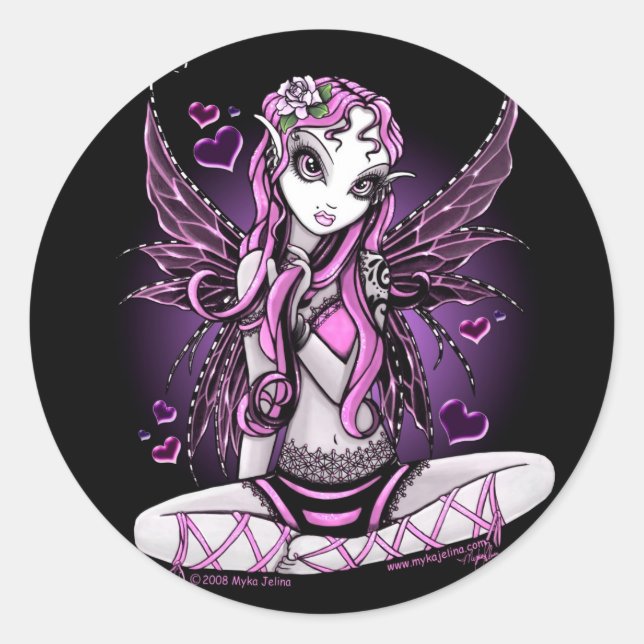 Lacy Pink Fairy Valentines Day Stickers (Front)