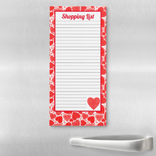 Lacy Red Hearts Personalized Magnetic Notepad