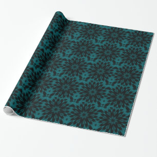 Lacy Spotted Leopard Turquoise Teal Kaleidoscope Wrapping Paper