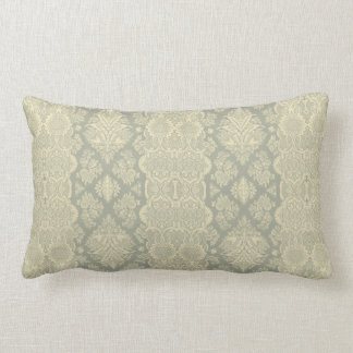 Lacy Vintage Floral Yellow and Grey Lumbar Pillow