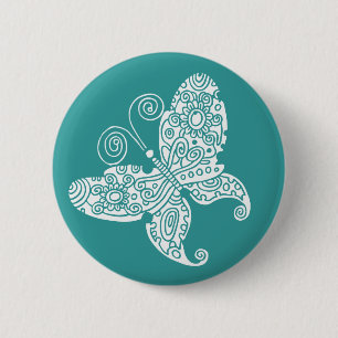 Lacy White Butterfly 2 Inch Round Button