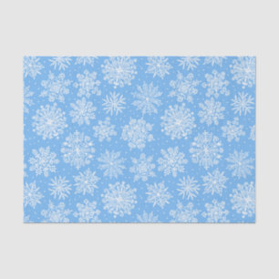 Lacy White Snowflakes on a Light Blue Background Tissue Paper