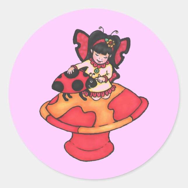 Ladbug Fairy Classic Round Sticker (Front)
