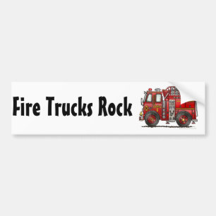"Ladder Fire Truck, Fire Trucks Rock Bumper Sticke Sticker