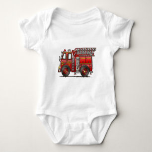 Ladder Fire Truck Firefighter Baby Bodysuit