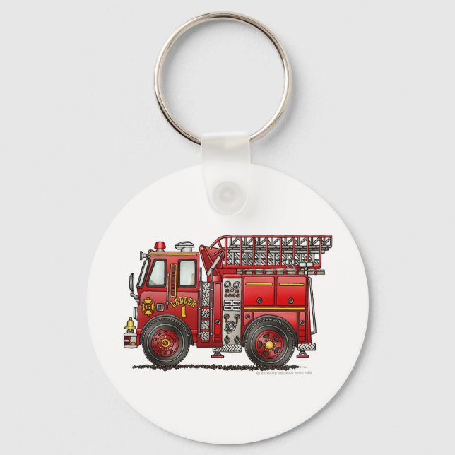 Ladder Fire Truck Firefighter Keychain (Front)