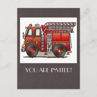 Ladder Fire Truck Invitation