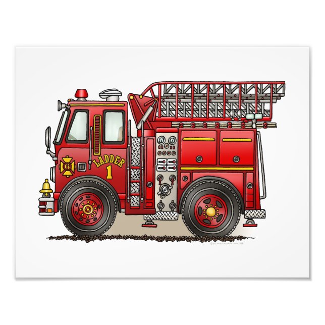Ladder Fire Truck Photo Print (Front)