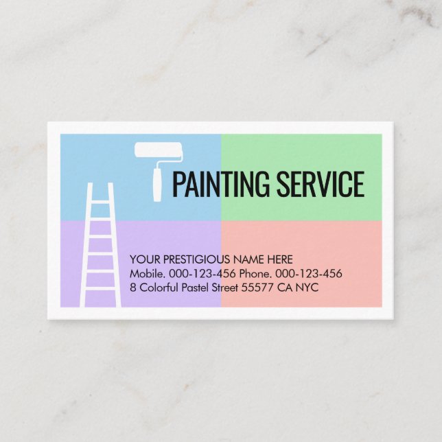 Ladder Paint Brush On Pastels Business Card (Front)