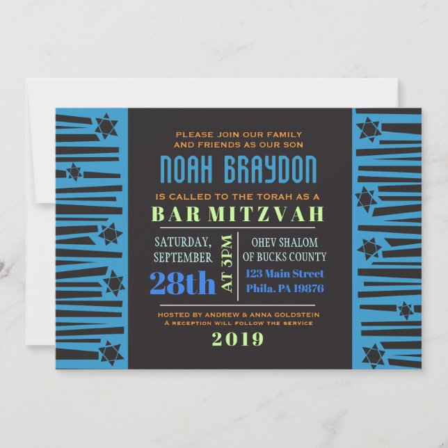 LADDER to the STARS Bar Bat Mitzvah Invitation (Front)
