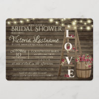 Ladder Wine Barrel and Roses Rustic Bridal Shower