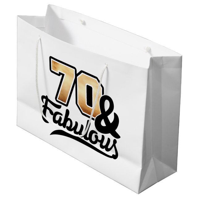 Ladies 70th Birthday party Large Gift Bag (Front Angled)