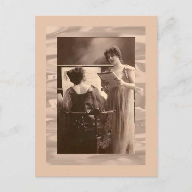 Ladies at piano and singing  Victorian Postcard (Front)