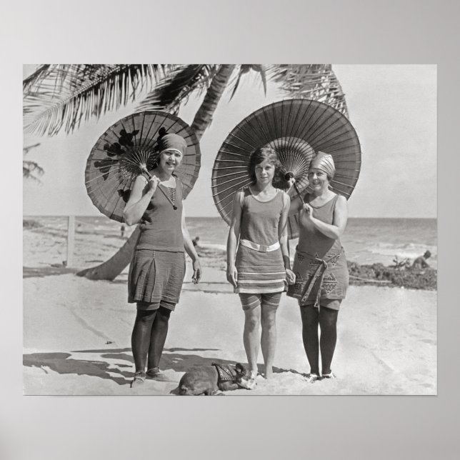 Ladies at the Beach, 1920. Vintage Photo Poster (Front)