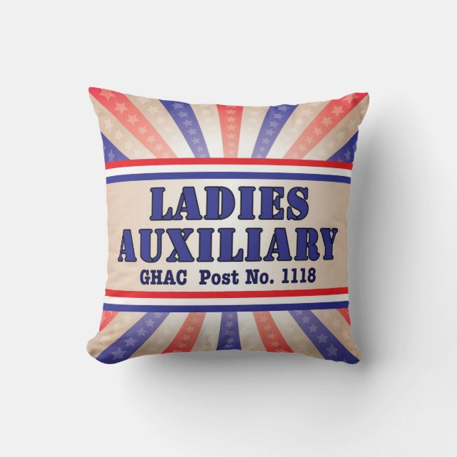 Ladies Auxiliary Patriotic Pillow by Andy Mathis (Front)