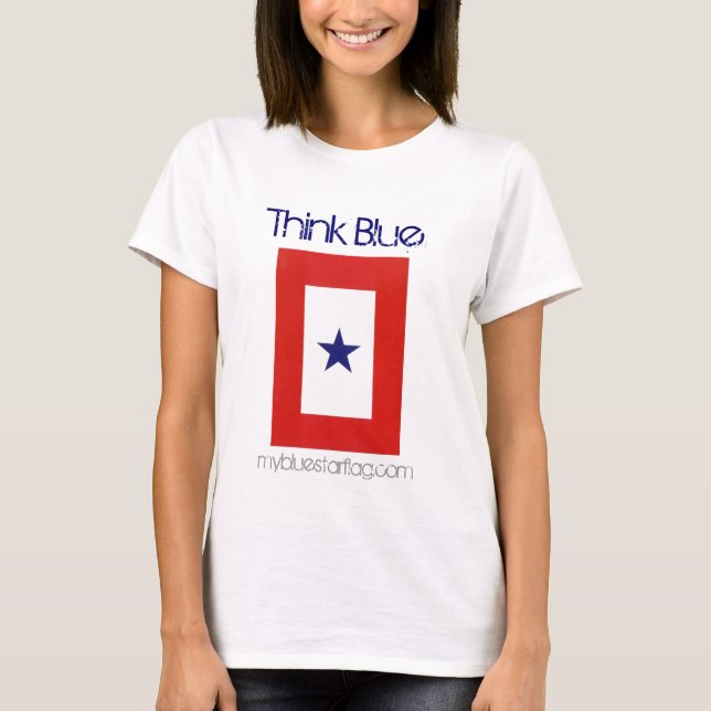 Ladies Baby Doll Blue Star Flag shirt (Front)