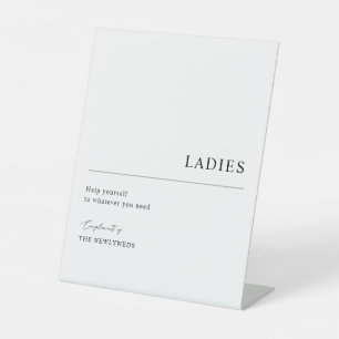 Ladies Bathroom Basket Minimalist Wedding Pedestal Sign