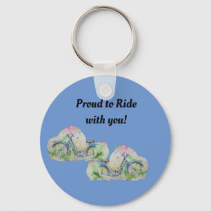 Ladies bicycle in spring field keychain