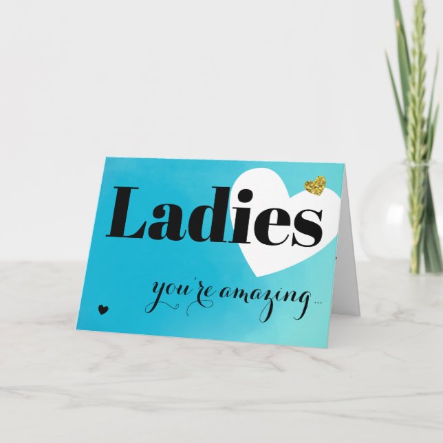 Ladies Blue Galentine's Day Holiday Card (Front)
