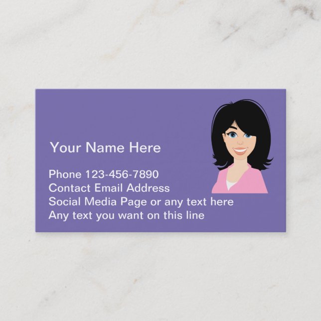 Ladies Business Profile Contact Cards Simple (Front)