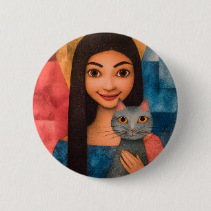 Ladies & Cats – Vintage Portrait Collection 1 2 Inch Round Button