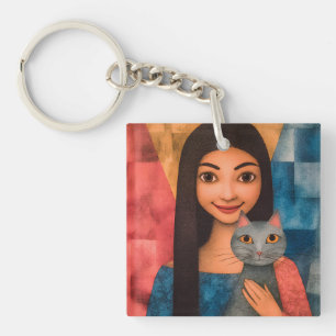 Ladies & Cats – Vintage Portrait Collection 1 Keychain