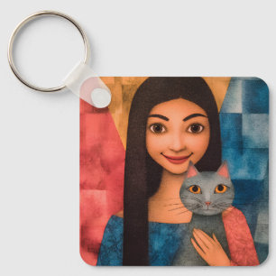Ladies & Cats – Vintage Portrait Collection 1 Keychain
