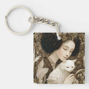 Ladies & Cats – Vintage Portrait Collection 1 Keychain
