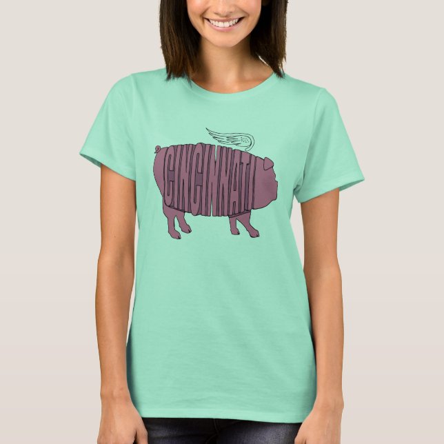 Ladies Cincinnati Flying Pig Shirt (Front)