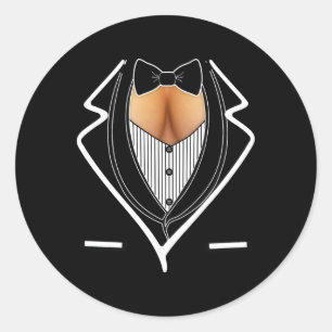 Ladies Cleavage Tuxedo Halloween Costume Party Mar Classic Round Sticker