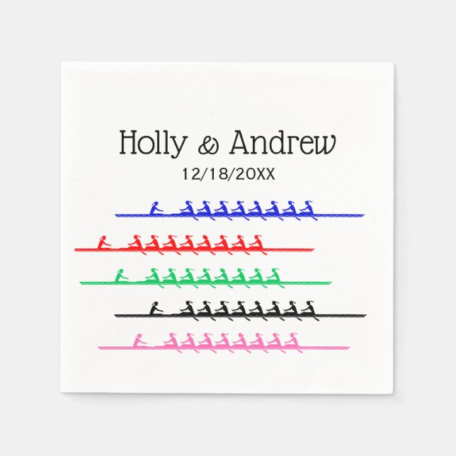 Ladies Crew Race Rowers Rowing - Up to Five Boats Napkin (Front)