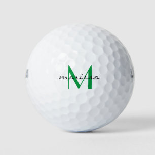Ladies Custom Green Name Monogram Golf Balls