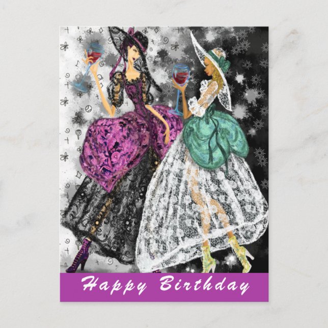 Ladies Drinking Wine Birthday Card - Cheers (Front)