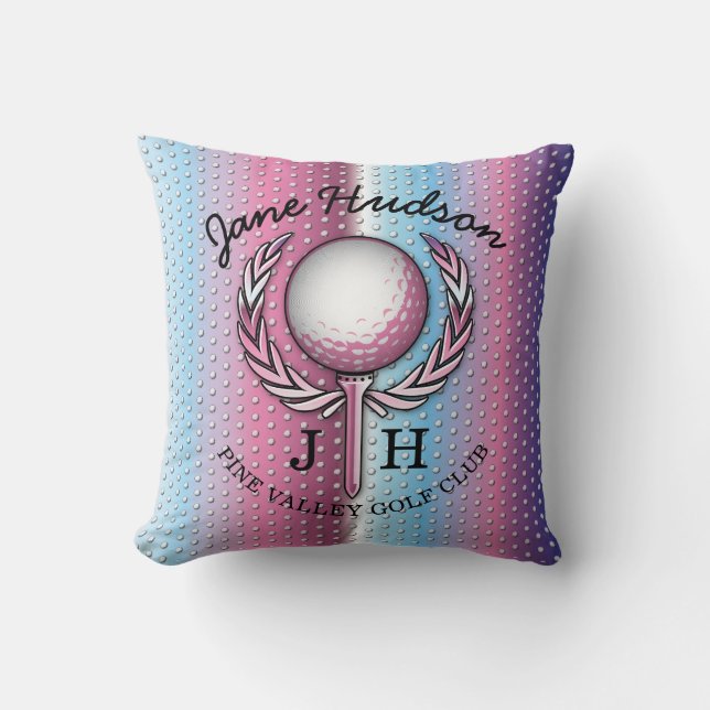 Ladies Elegant Golf Monogram Design Throw Pillow (Front)