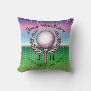 Ladies Elegant Golf Monogram Design Throw Pillow