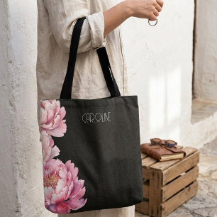 Ladies Elegant Pink Peonies Floral Boho Cute Tote Bag