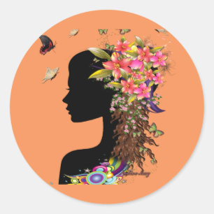 Ladies Fantasy Fashion Classic Round Sticker